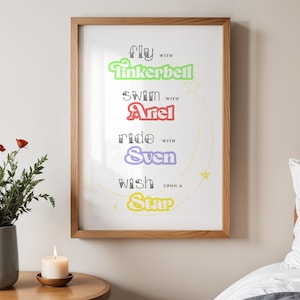 Disney Nursery Prints, Children&#39;s Bedroom, Disney Quote Prints, Disney Prints, Disney Character Prints, Pastel Prints, Princess Prints
