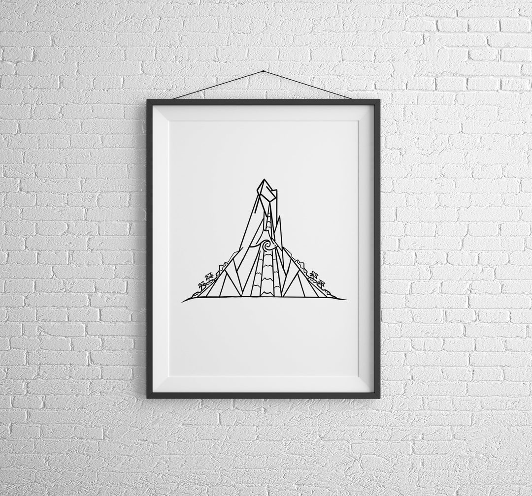 universal-s-volcano-bay-line-art-print-universal-print-etsy