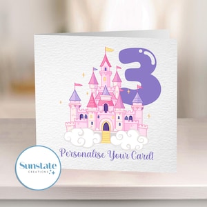 Schloss Karte, personalisierte Karte, Disney Karten, Disney Karte, Kinder Geburtstag, Alter Geburtstagskarten, Mädchen Geburtstagskarten, Prinzessin Schloss
