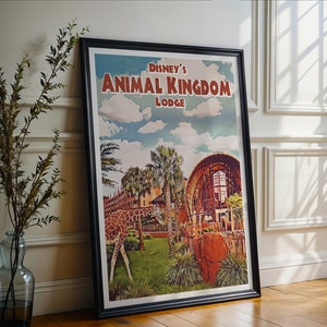 Animal Kingdom Lodge, Cartel retro de Disney, Impresiones de Disney, Impresiones retro de Walt Disney World, Regalo de Disney, Arte de pared de Disney, Impresiones de Disney Resort