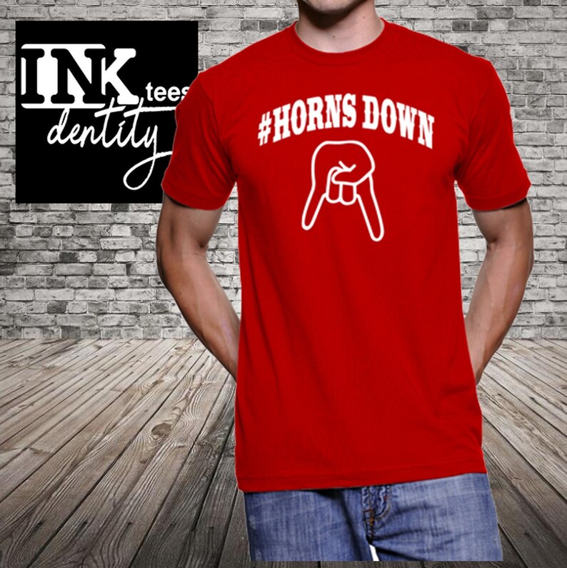 All for Fun, Horns Down Tshirt, hornsdown Etsy