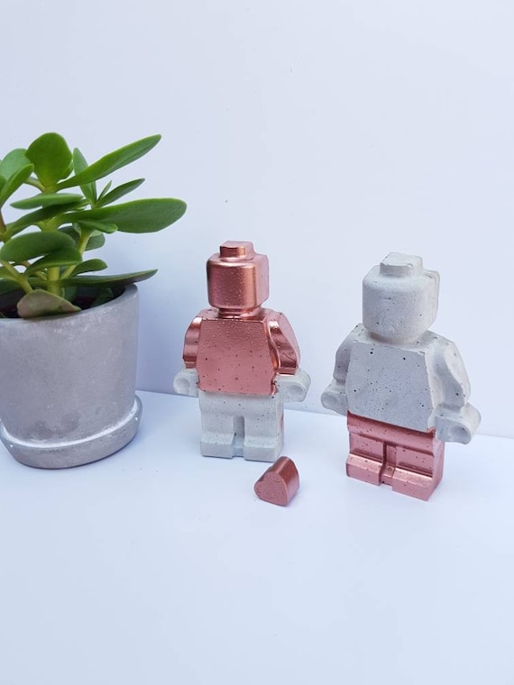 Copper Concrete Lego Man Large Mini figure Gift Build your family