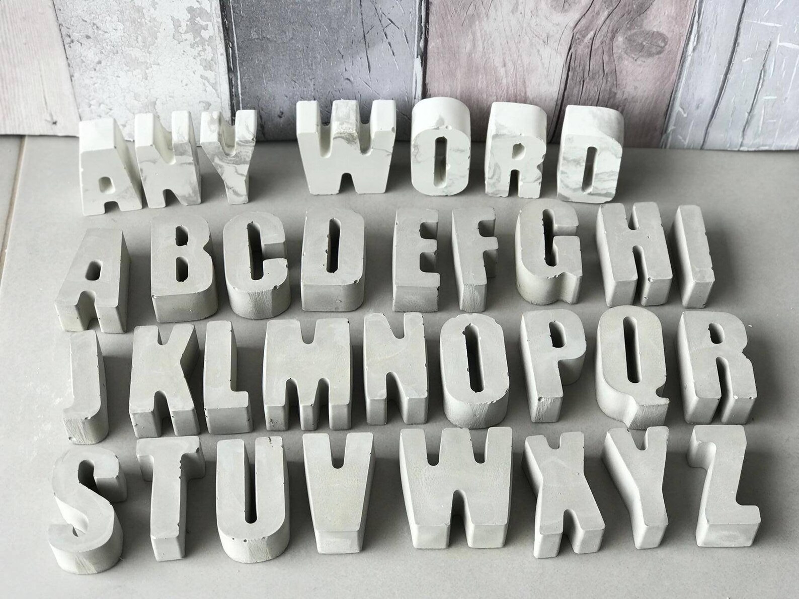 Small Concrete letters in Natural Concrete or Marble Effect. Etsy