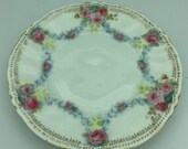 Antique Reinhold Schlegelmilch R.S. Prussia Floral Rose And Gold Gilt Decorative Collectible Porcelain Plate