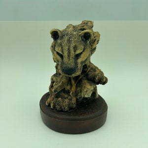 Honey Gold Pouncing Cougar Sculpture