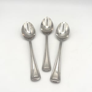 Set Of Three Vintage Gorham Silver Manufacturing Company Glossy Monet Pattern 18/8 Stainless Steel 7" Inch Individual Oval Place Soup Spoons