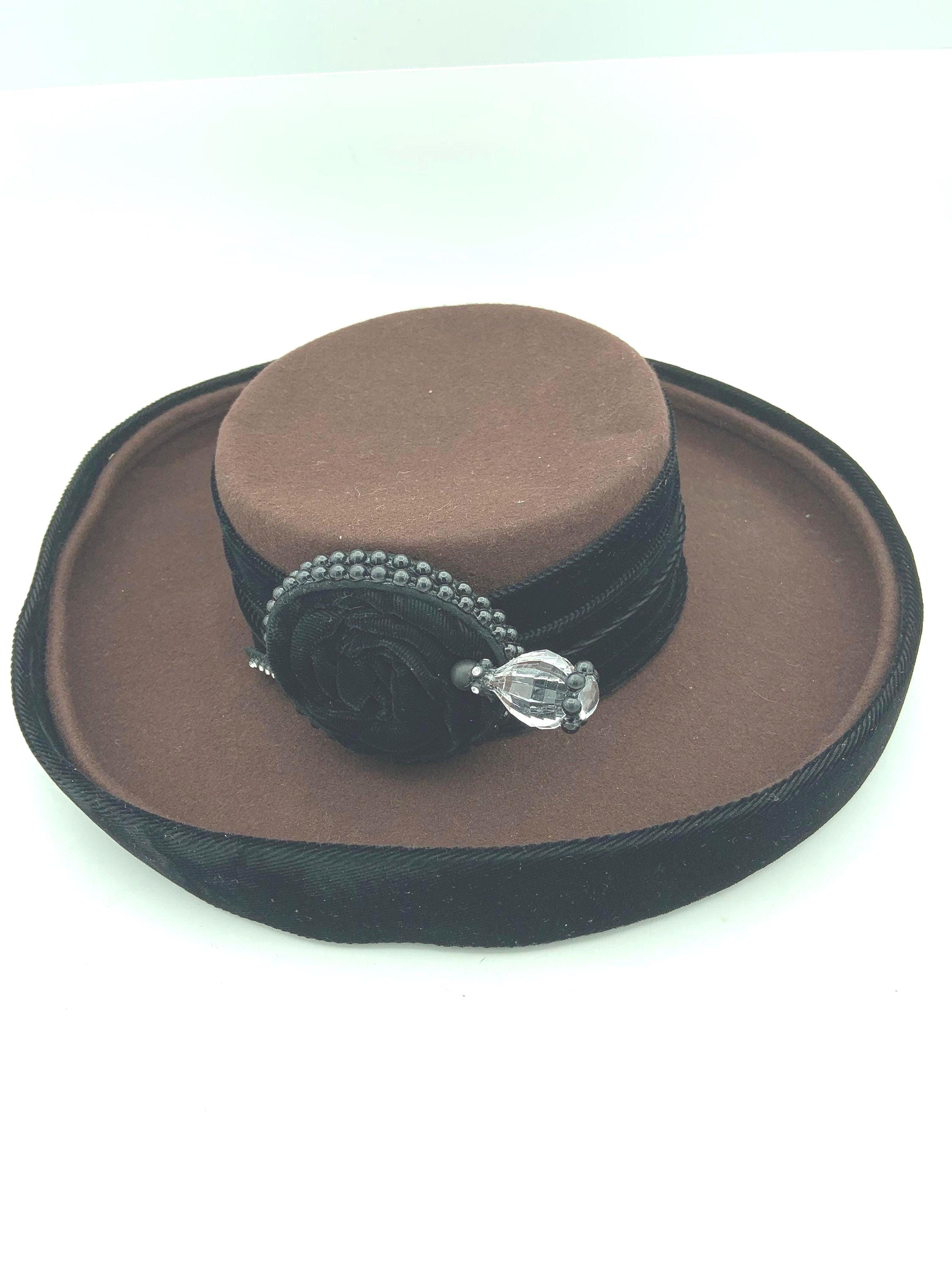Deborab Fedora Hat Wide Brim Feathers Wool Burgundy Oceanus Firm Wool Firm Felt Wide Brim Fedora by Stetson  main image 4