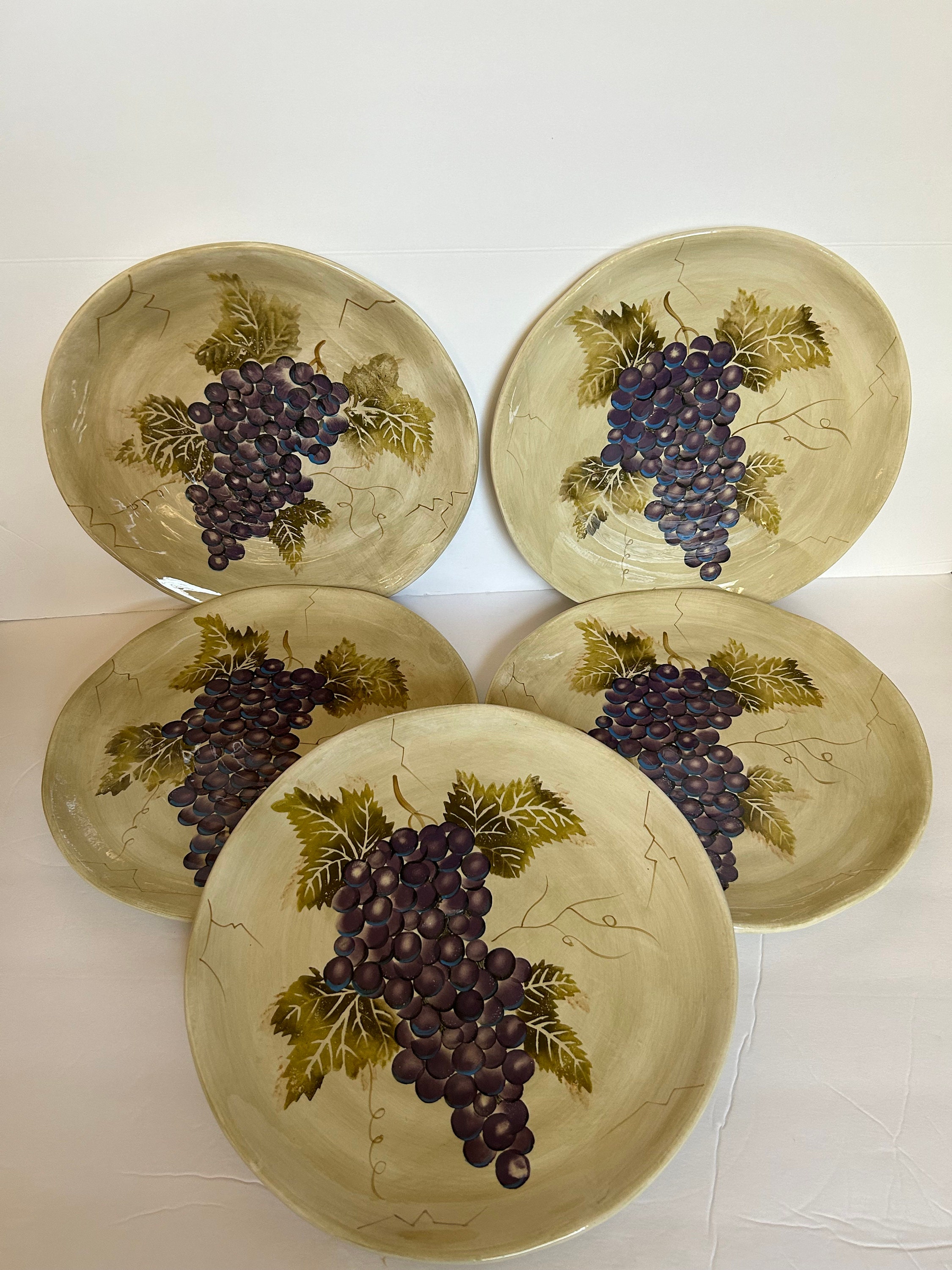 4 Tabletops Unlimited Scandicci plates, pear, plum, apple, grape