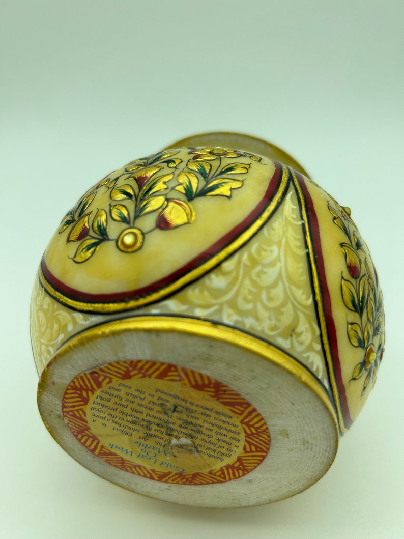 Buy Vintage Gold Leaf Work on Marble Indian Makrana Style Marble 4