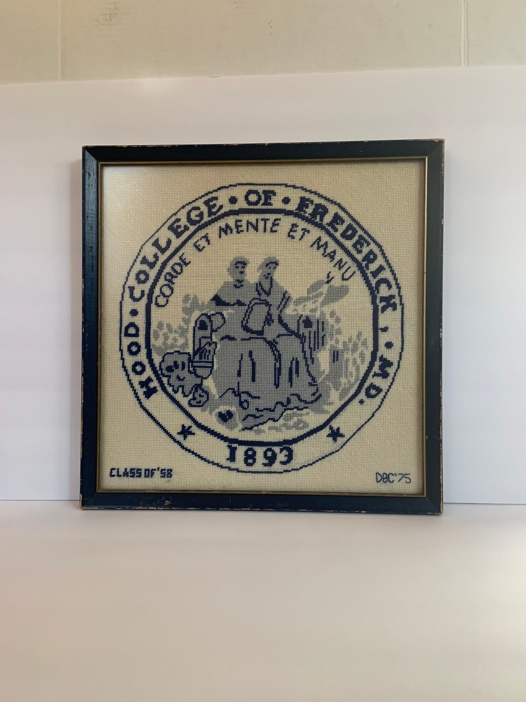 Vintage Hood College Frederick Maryland 1975 Handmade Framed Signed 16