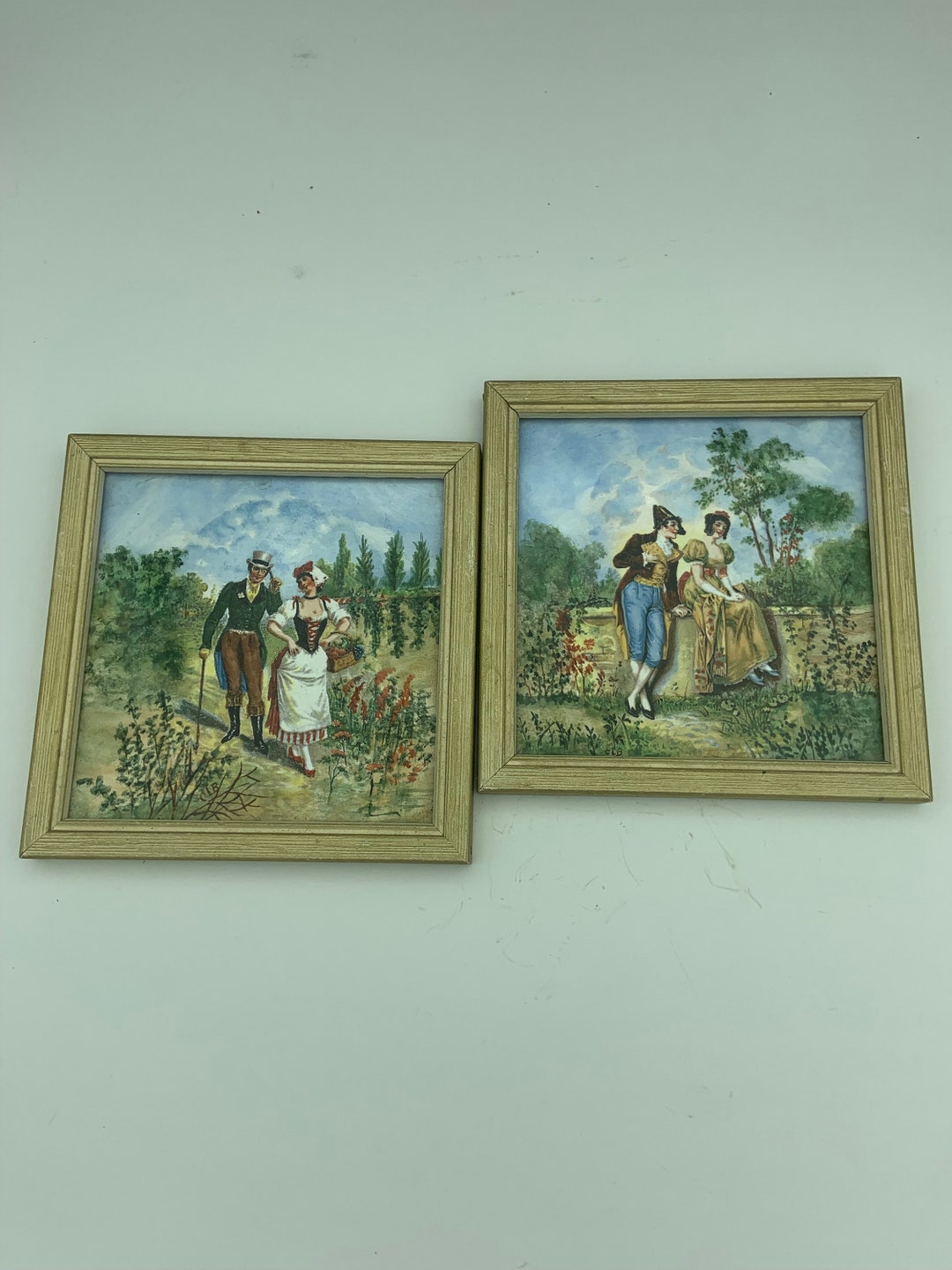 2 Vintage Baker China Studio Trenton, NJ Victorian Courting Couples