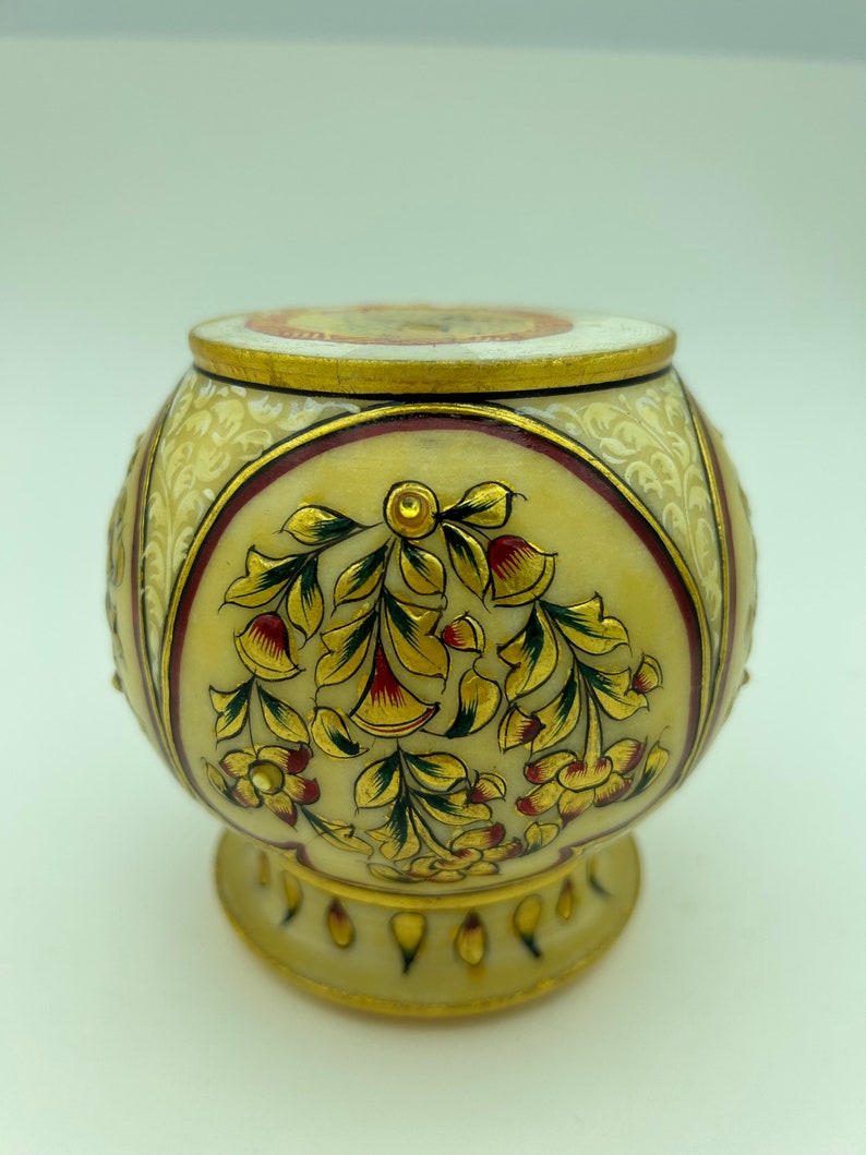 Buy Vintage Gold Leaf Work on Marble Indian Makrana Style Marble 4