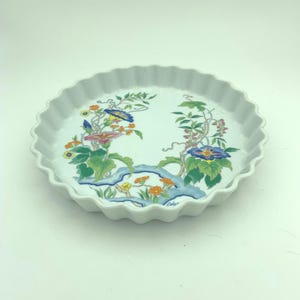 Vintage Seymour Mann Fine China Morning Glory From An Original Water Colour By Eda Floral 9" Quiche Pie Tart Baking Dish With Fluted Edge