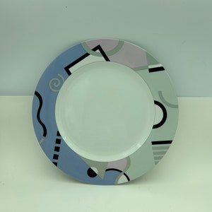 Vintage Studio Nova Perma Sealed Decor Young Tempo Pattern #LM302 Mid-Century Modern Geometric Motif 12&quot; Round Chop Plate Serving Platter