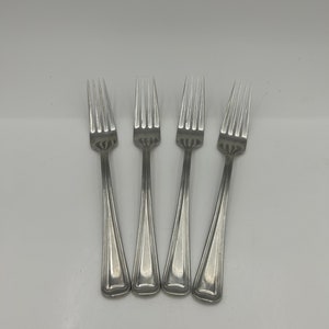 Set Of Four Vintage Gorham Silver Manufacturing Company Glossy Monet Pattern 18/8 Stainless Steel 8 Inch Individual Dinner Forks