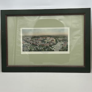 Vintage Smith College Northampton Massachusetts 1913 Panoramic Campus View Framed 18&quot; X 12&quot; Colored 9&quot; X 5&quot; Art Print After Richard Rummell