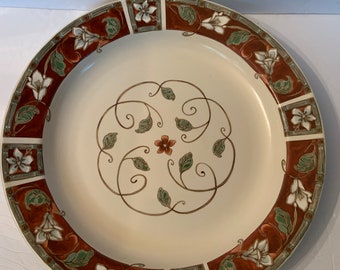 Vintage Pfaltzgraff USA Mission Flower Pattern Large 15 Inch Round Rimmed Chop Plate Serving Platter Dish