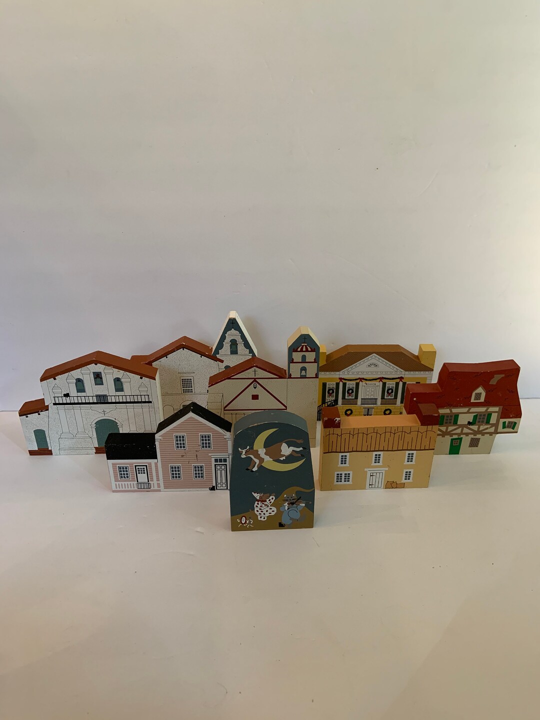 Collection of Eight Vintage Cat's Meow Village Handcrafted and Signed