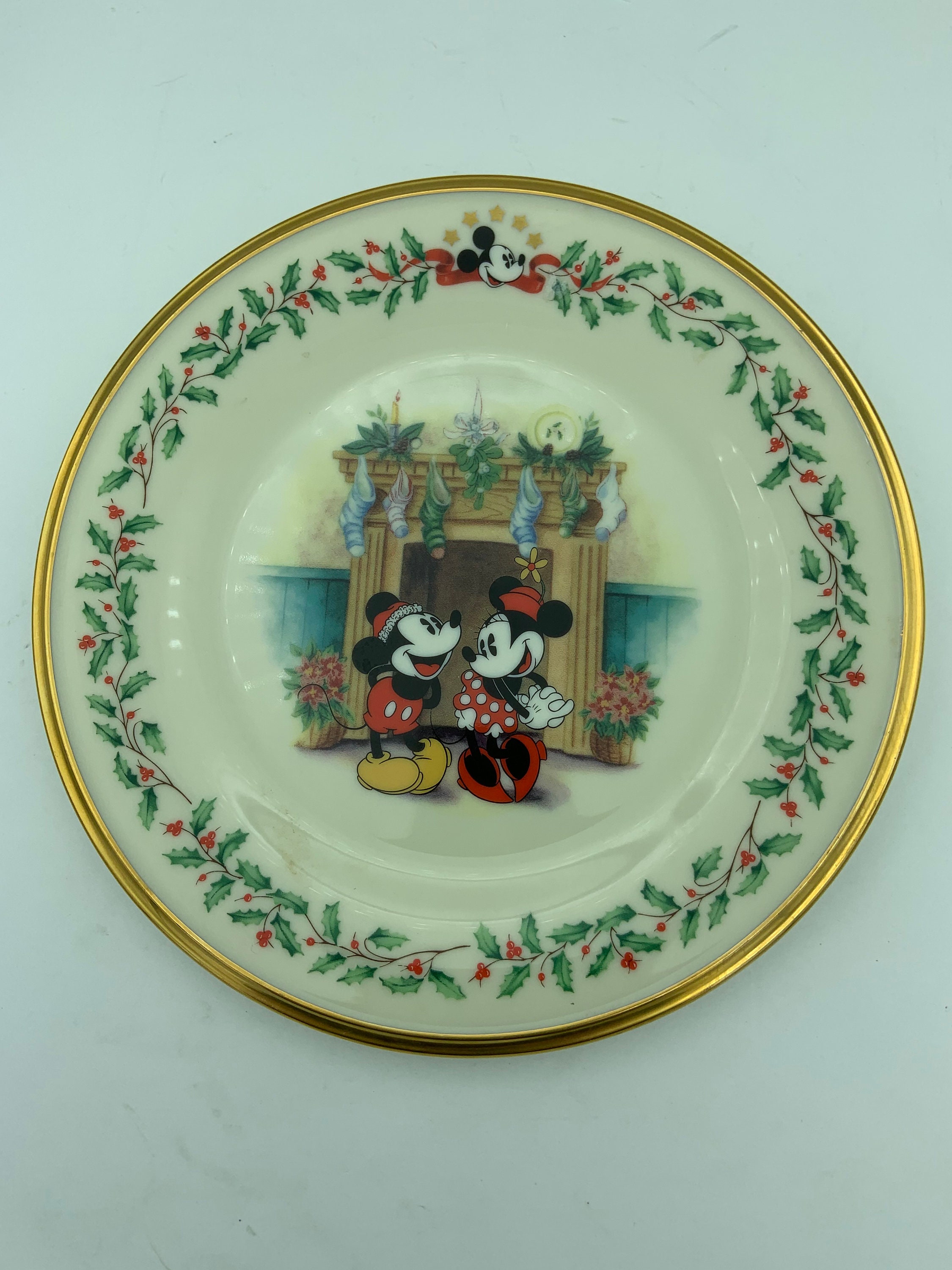 Vintage Lenox Disney Christmas Holiday Plate Mickey And Minnie Etsy