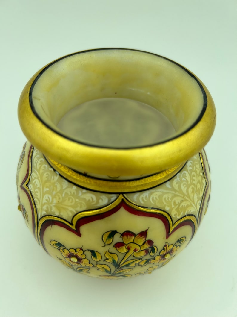 Buy Vintage Gold Leaf Work on Marble Indian Makrana Style Marble 4