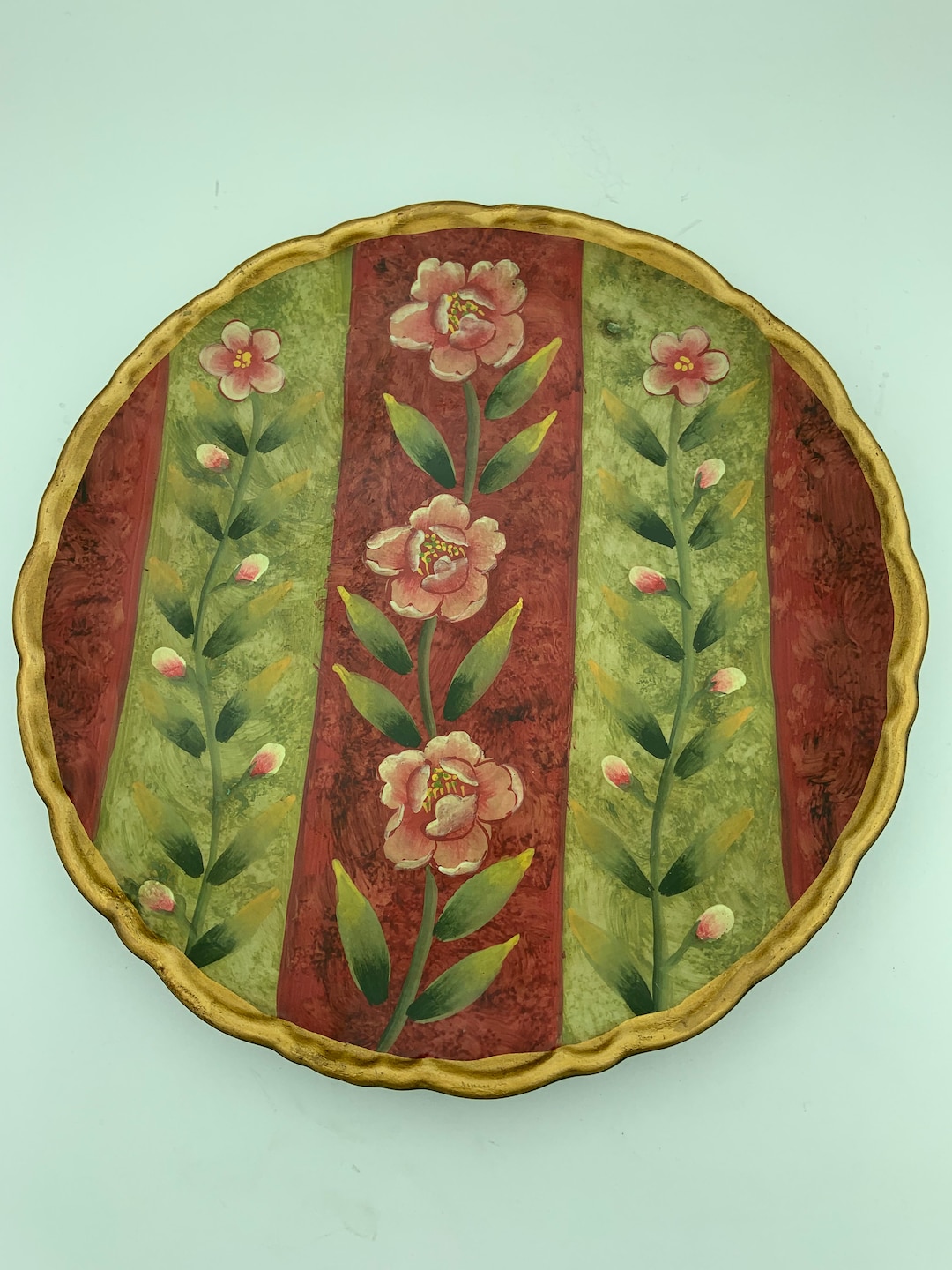 Vintage Oriental Accent Since 1880 Decorative Asian Red and Green 10