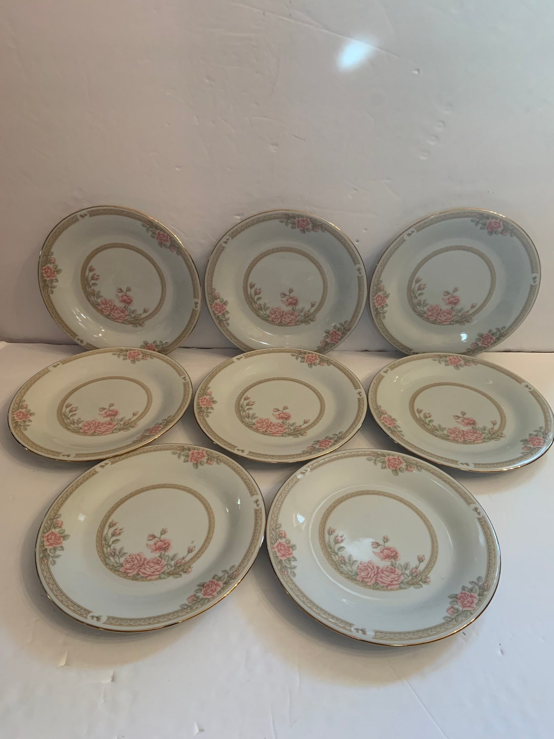 Set of Eight Crown Ming Fine China Christina Pattern 1392 Jian Shiang