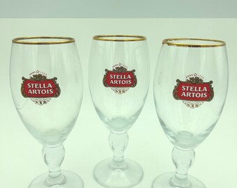 4-Piece Stella Artois Belgium Anno 1366 Logo Souvenir Beer Glass 