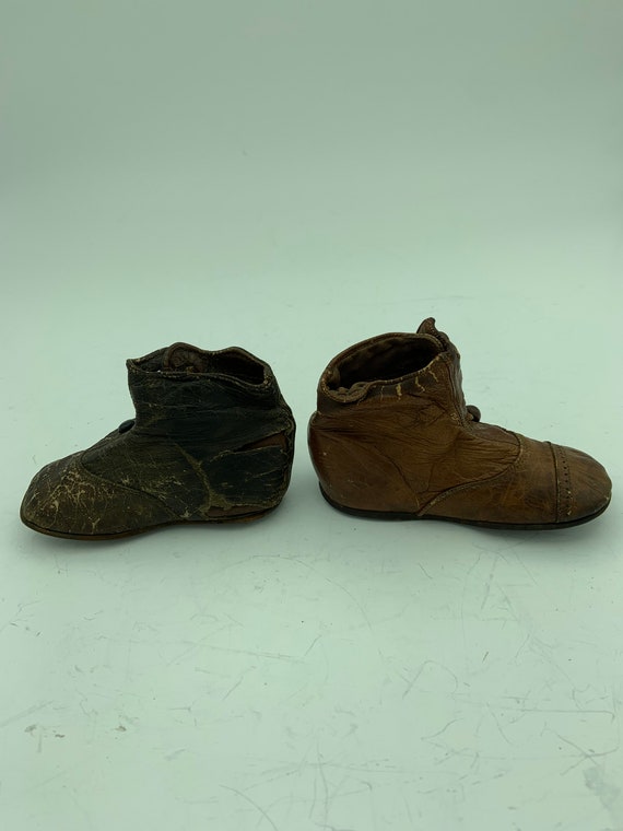 Pair Of Mismatched Vintage Victorian Style Leather