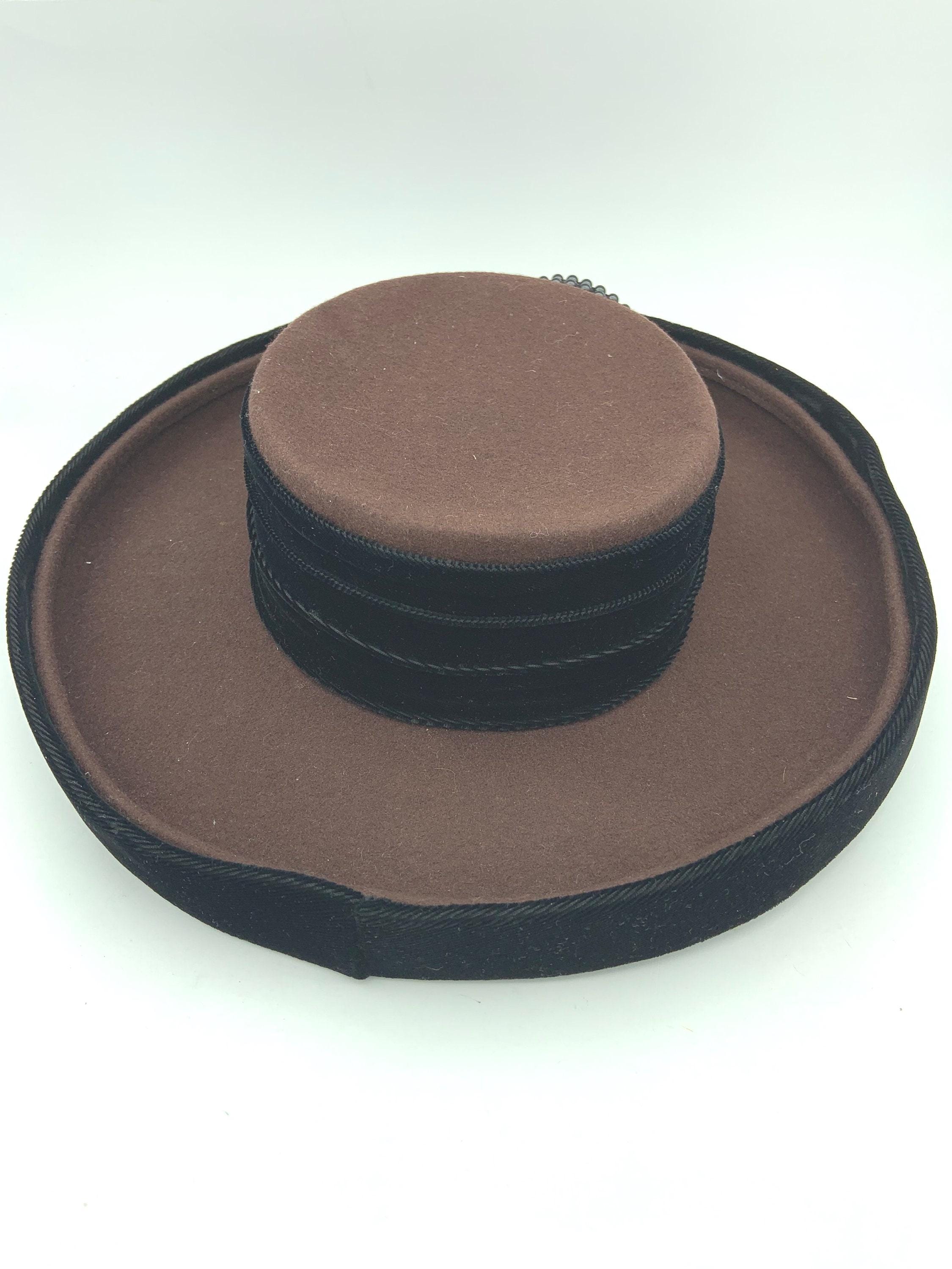Vintage Deborah New York Wool Womens Brown Felt Feather Trim Hat Vintage Deborah New York 100% Wool Cream Colored Hat with  main image 3
