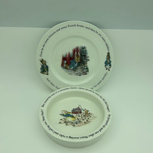 Vintage 2-Piece Wedgwood Of Etruria & Barlaston Beatrix Potter Peter Rabbit Toddlers Dinnerware Set Includes Salad Plate And Porringer Bowl