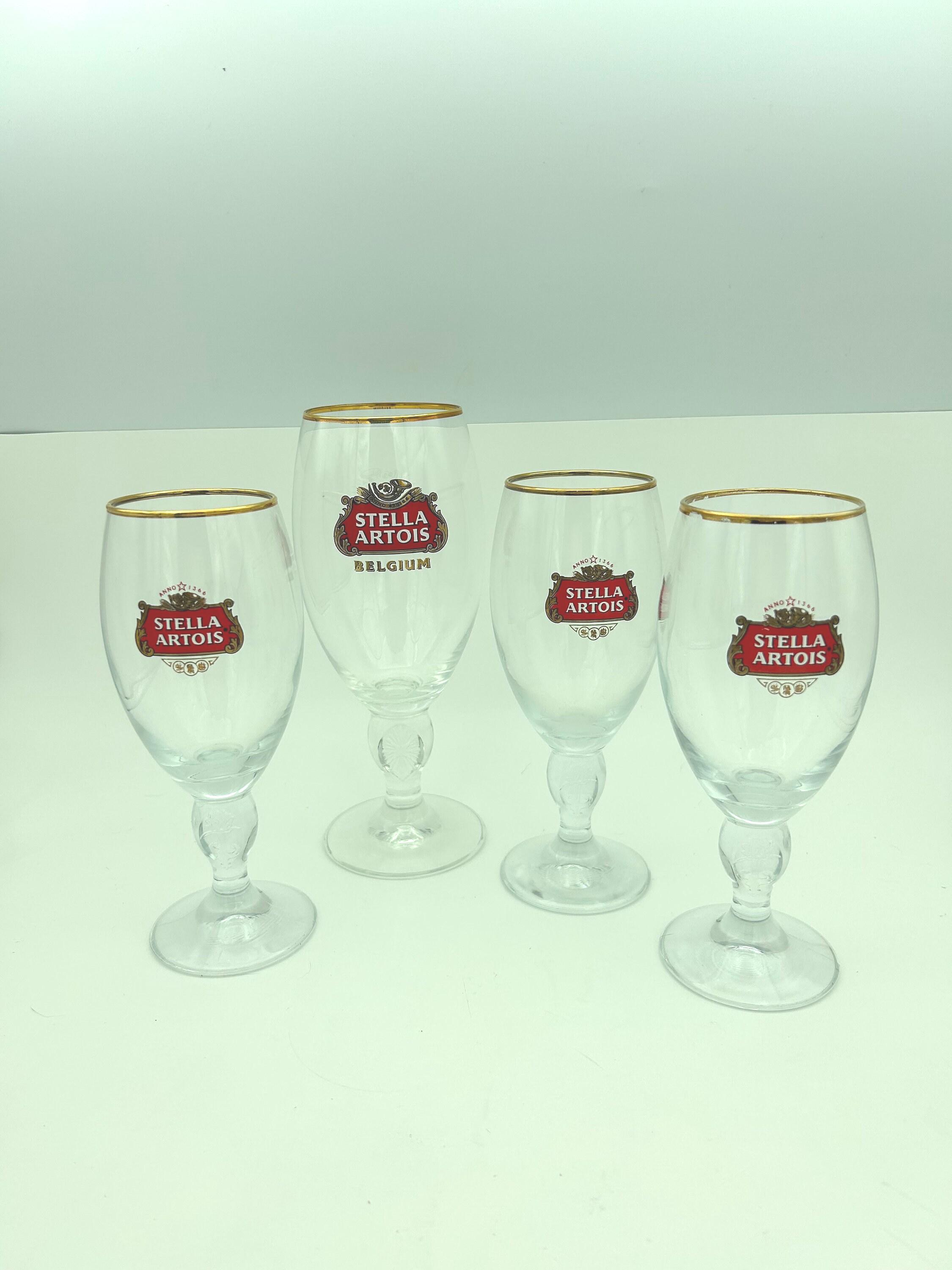 4-Piece Stella Artois Belgium Anno 1366 Logo Souvenir Beer Glass 