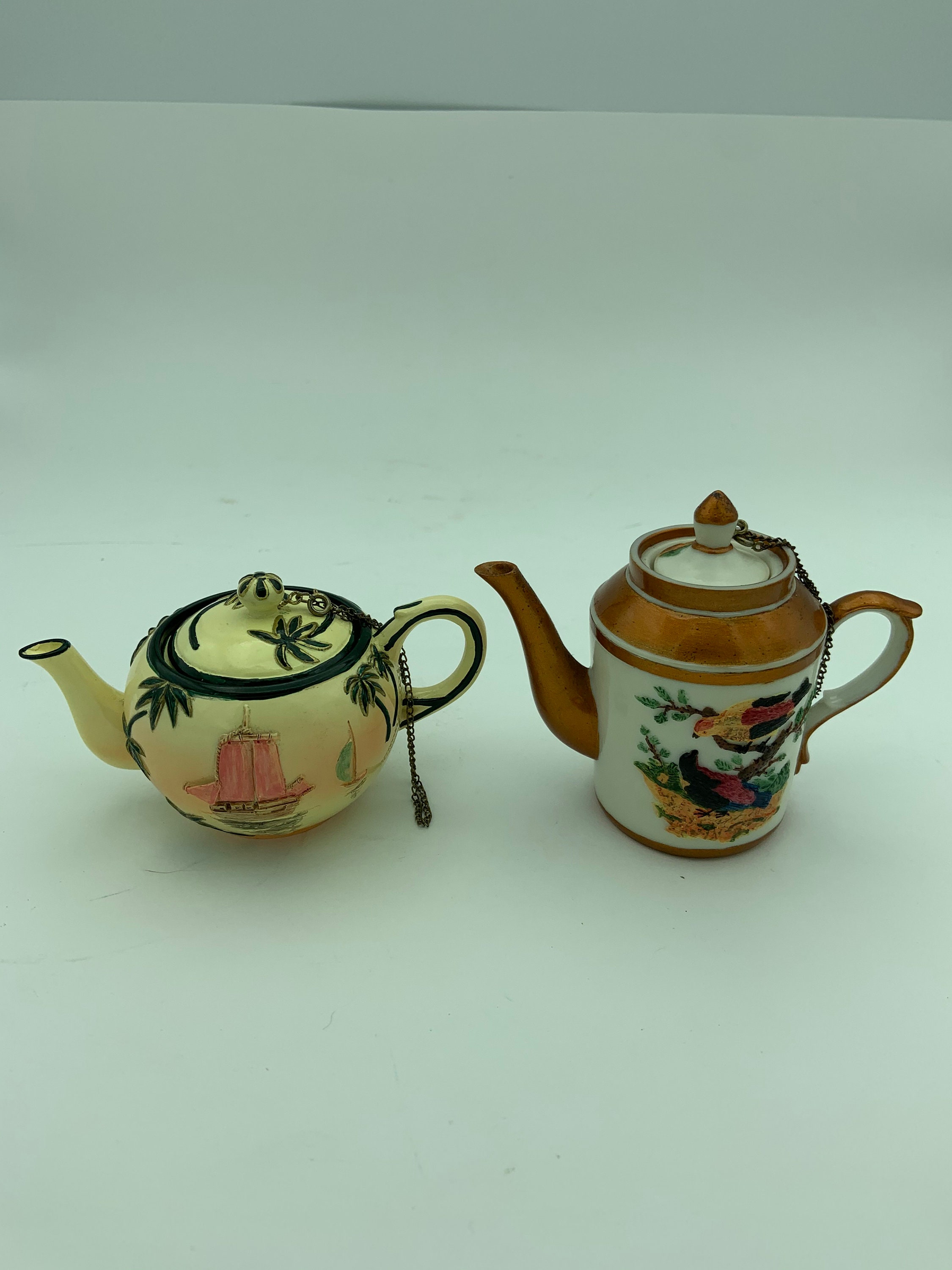 Nini Tea Pots Collection Hand Painted~ [ SAILBOAT ]~ Mini Teapot ~FIGURINE!!