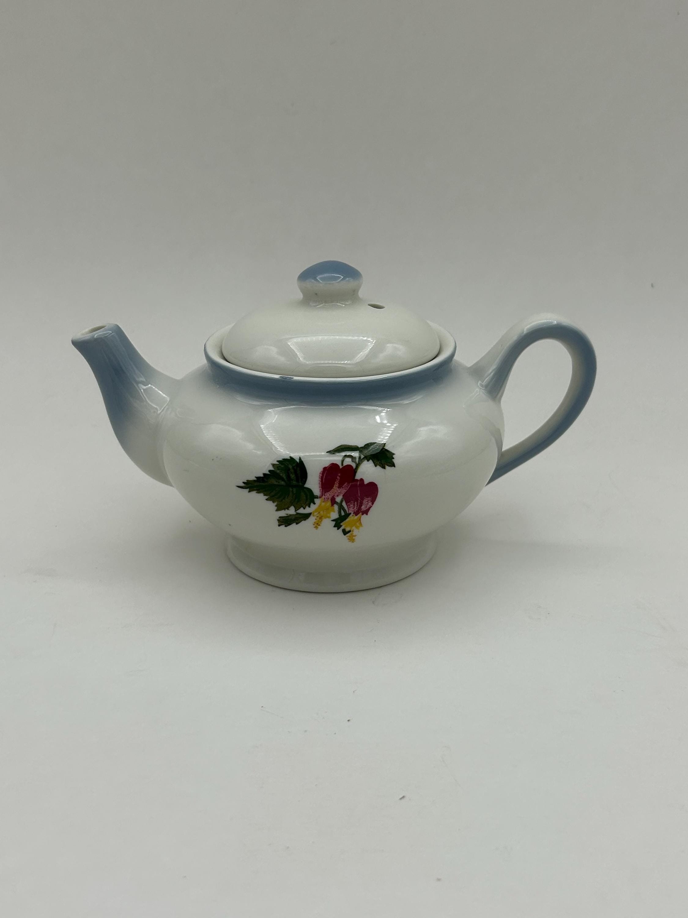 Vintage Moore McCormack Lines Memorabilia Restaurant Ware Sterling China Rio Floral Pattern Small 12 Ounce Teapot With Lid Made In Ohio