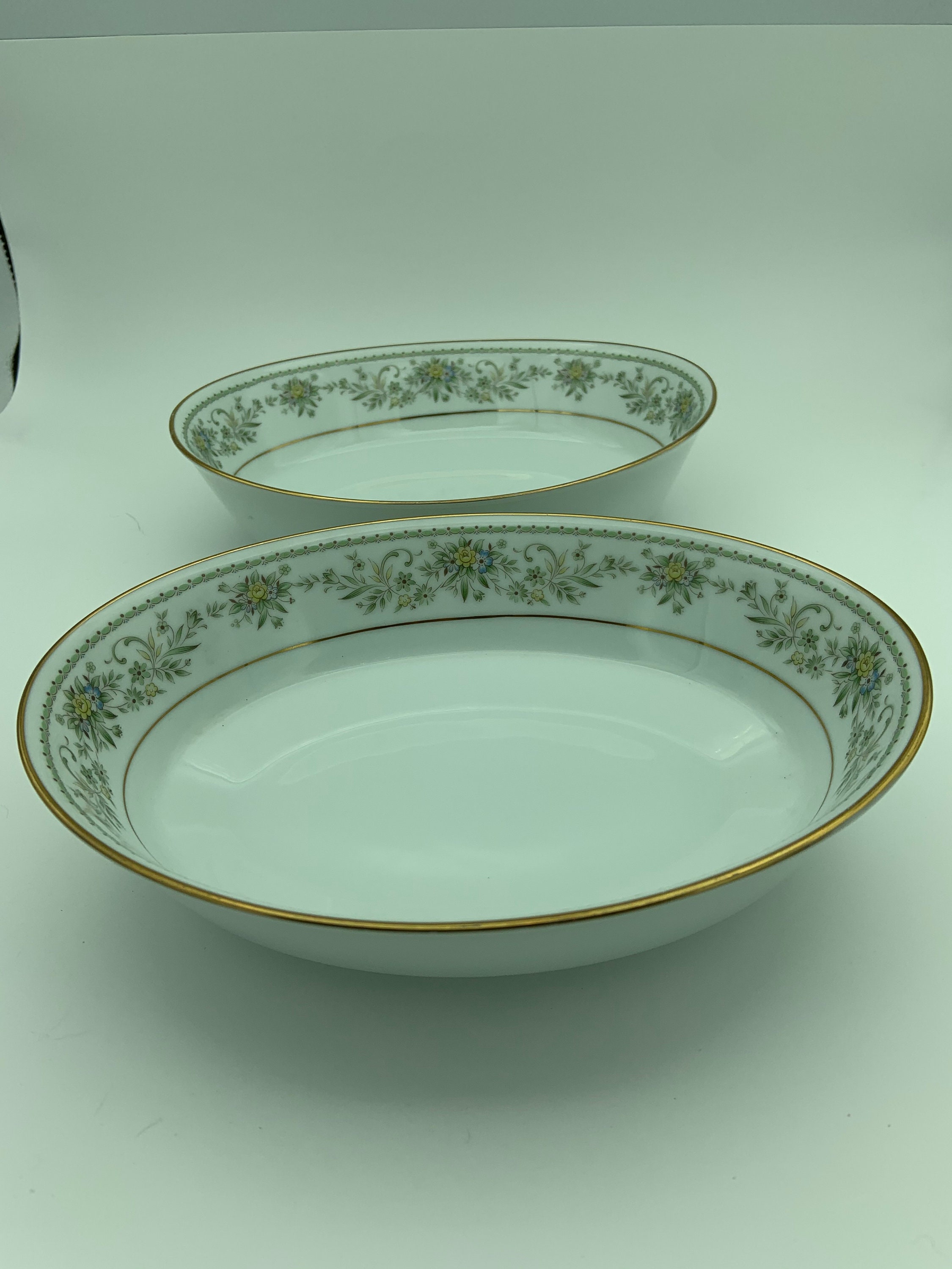 Set of Two Vintage Noritake Contemporary Fine China Green