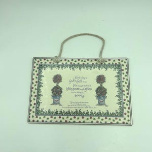 Vintage 2002 Dayspring Cards Mary Hughes God's Gift Spiritual Christian Religious Scripture Isaiah 58:11 Ceramic Tile Wall Hanging Plaque