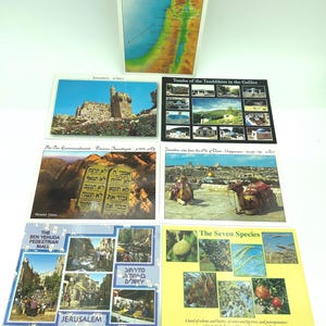 13 Vintage 4"X6" Israeli Postcards By Palphot Ltd And Shalom Advertising - Jerusalem, Olive Press, Tombs, 7 Species, Citadel & Temple Mount