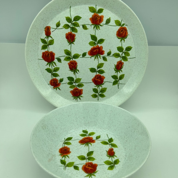Vintage 2-Piece Mikasa Ben Seibel Casual Sophistication Rambling Rose #FA102 Serving Set Includes 12" Round Chop Plate And 9" Vegetable Bowl