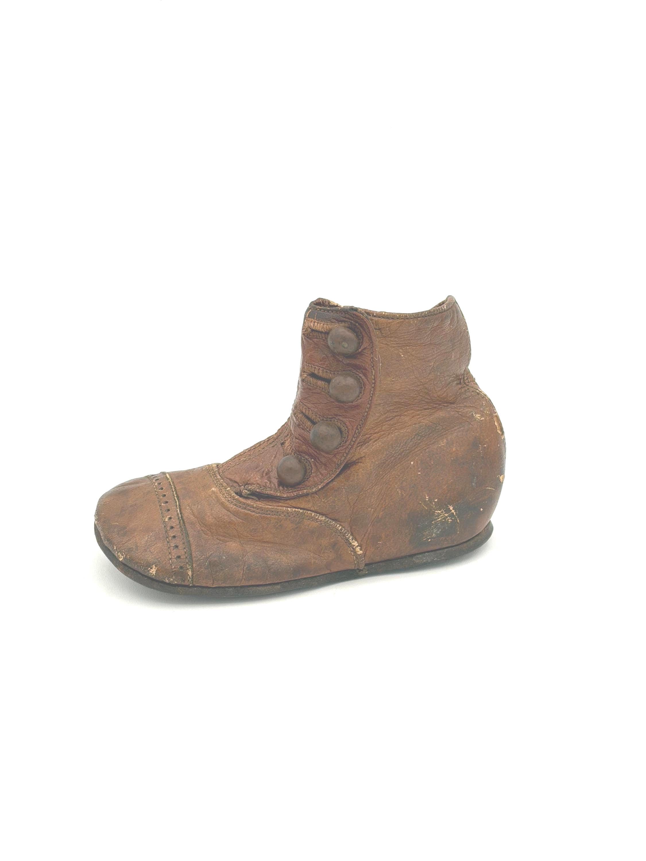 Vintage Brown Leather High Top Four Button Side Closure Victorian Era…