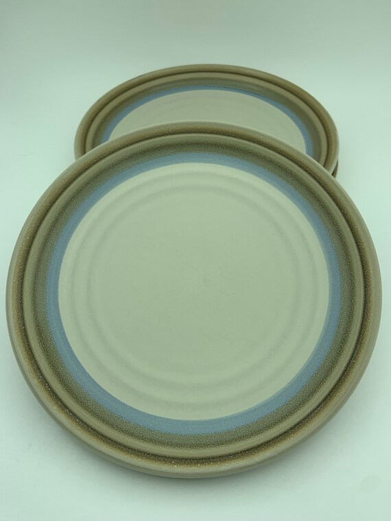 Vintage 5-piece Noritake Stoneware Painted Desert #8603 Blue & Tan  