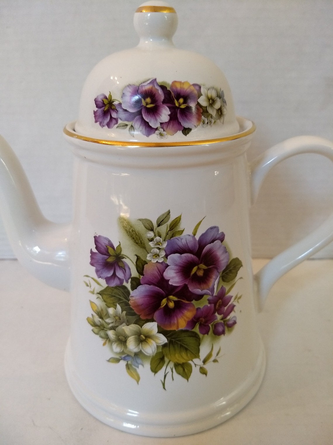 Vintage Arthur Wood Made In England 4Cup 6496 Floral Purple Etsy