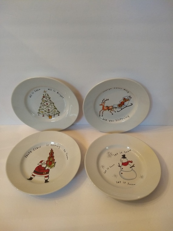 Set Of Four Pottery Barn Holiday Cheer Christmas Carols Song Etsy