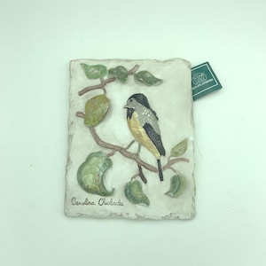 Hen Feathers Hand Cast Of Durable Bonded Marble Carolina Chickadee Bird 3-Dimensional 8" X 6" Bas Relief Wall Hanging Plaque W/ Original Tag