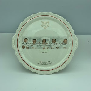 Vintage Dionne Quintuplets Ontario Canada Niagara Falls Commemorative 12 Inch Decorative Round Souvenir Cabinet Serving Plate Platter