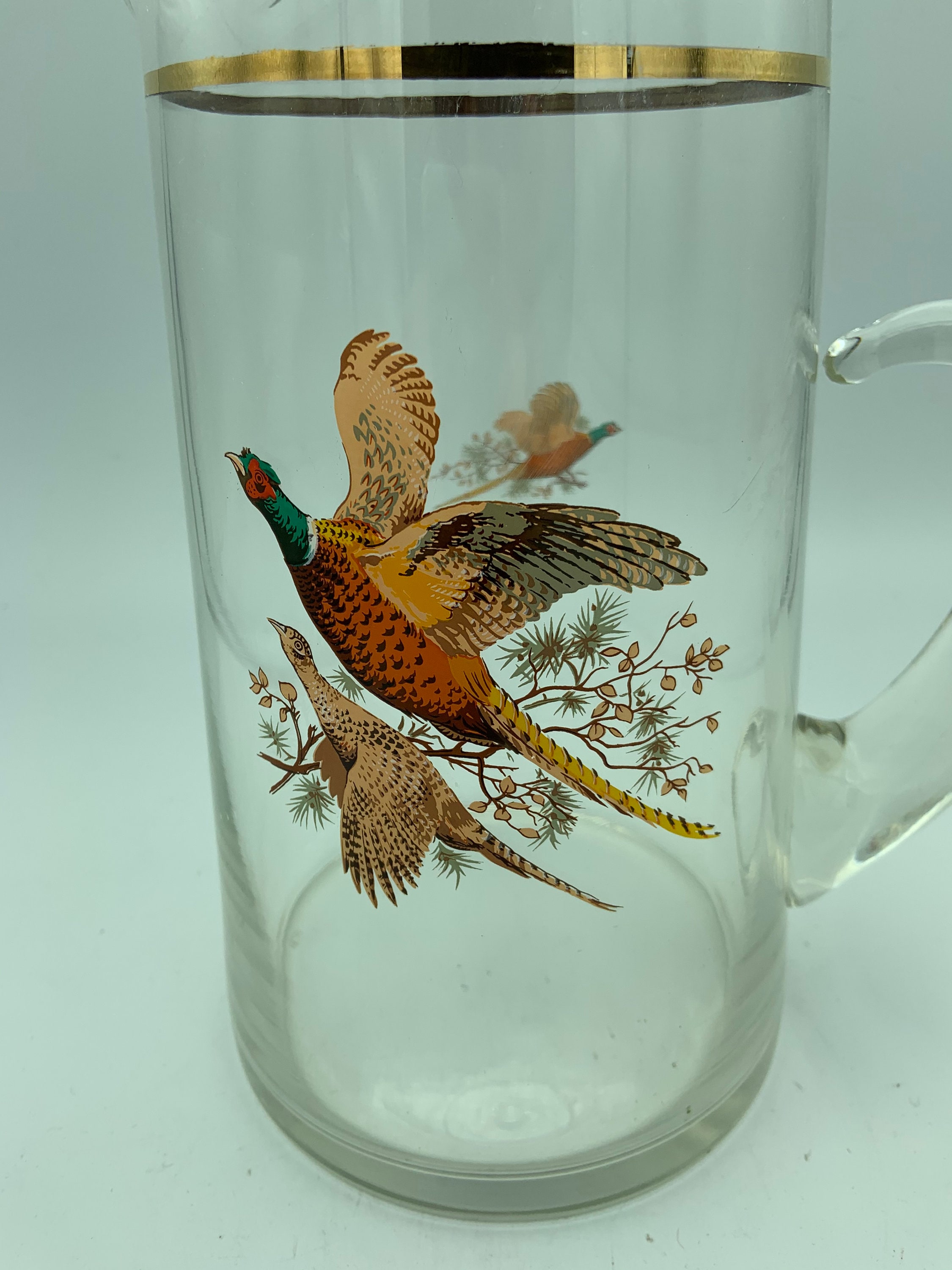 Vintage 3piece Set West Virginia Glass Specialty Pheasants Etsy