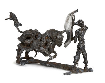 Cape Bullfight metal sculpture on Picasso sketch