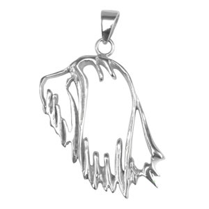 Bearded Collie Silhouette Charm or Pendant – Sterling Silver or 14K Gold Bearded Collie Charm for Necklace or Pendant