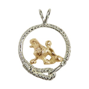 Poodle Solid 14K Gold or Sterling Silver Trotting in a Leash Charm Pendant Necklace Memorial