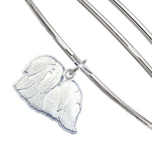 Lhasa Apso Bangle – Solid Sterling Silver Lhasa Apso Charm on Durable Stainless Steel Bangle Bracelet