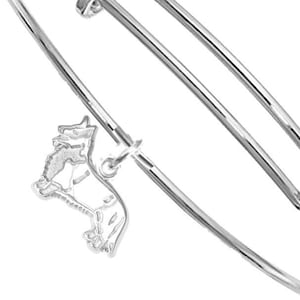 Cardigan Welsh Corgi Bangle – Solid Sterling Silver Cardigan Welsh Corgi Charm on Durable Stainless Steel Bangle Bracelet