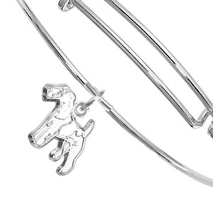 May include: A silver bangle bracelet with a charm of a wirehaired fox terrier.